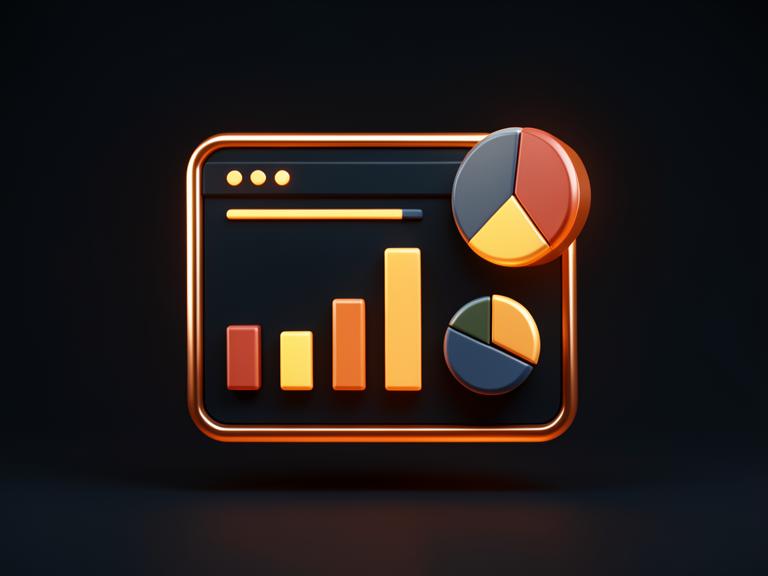 Marketing Analytics Dashboard — 3D product illustration